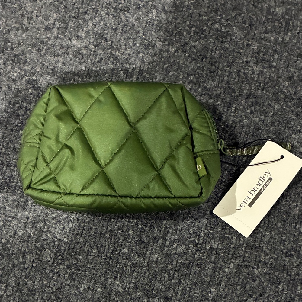 🌻 2/$25 - Vera Bradley PEARLIZED CEDAR GREEN Small Cosmetic Bag